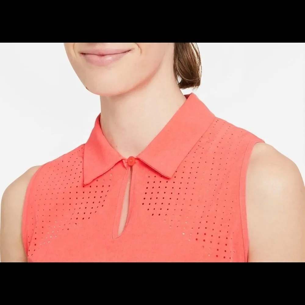 Nike women’s sleeveless orange standard fit golf shirt